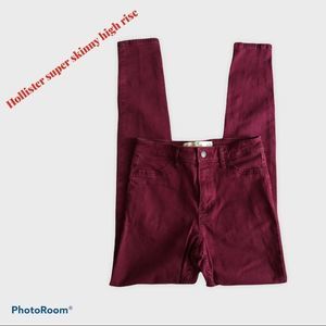 Hollister super skinny high rise jeans burgundy